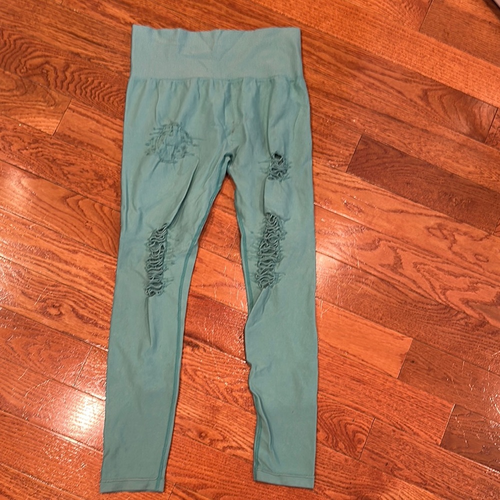 Mono B Green Leggings High Waist Stretchy Athletic